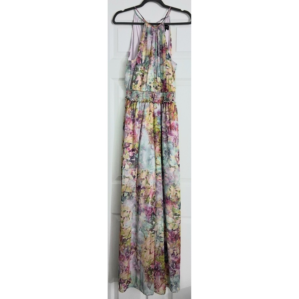 Laundry By Shelli Segal Pastel Floral Maxi Halter Jumpsuit